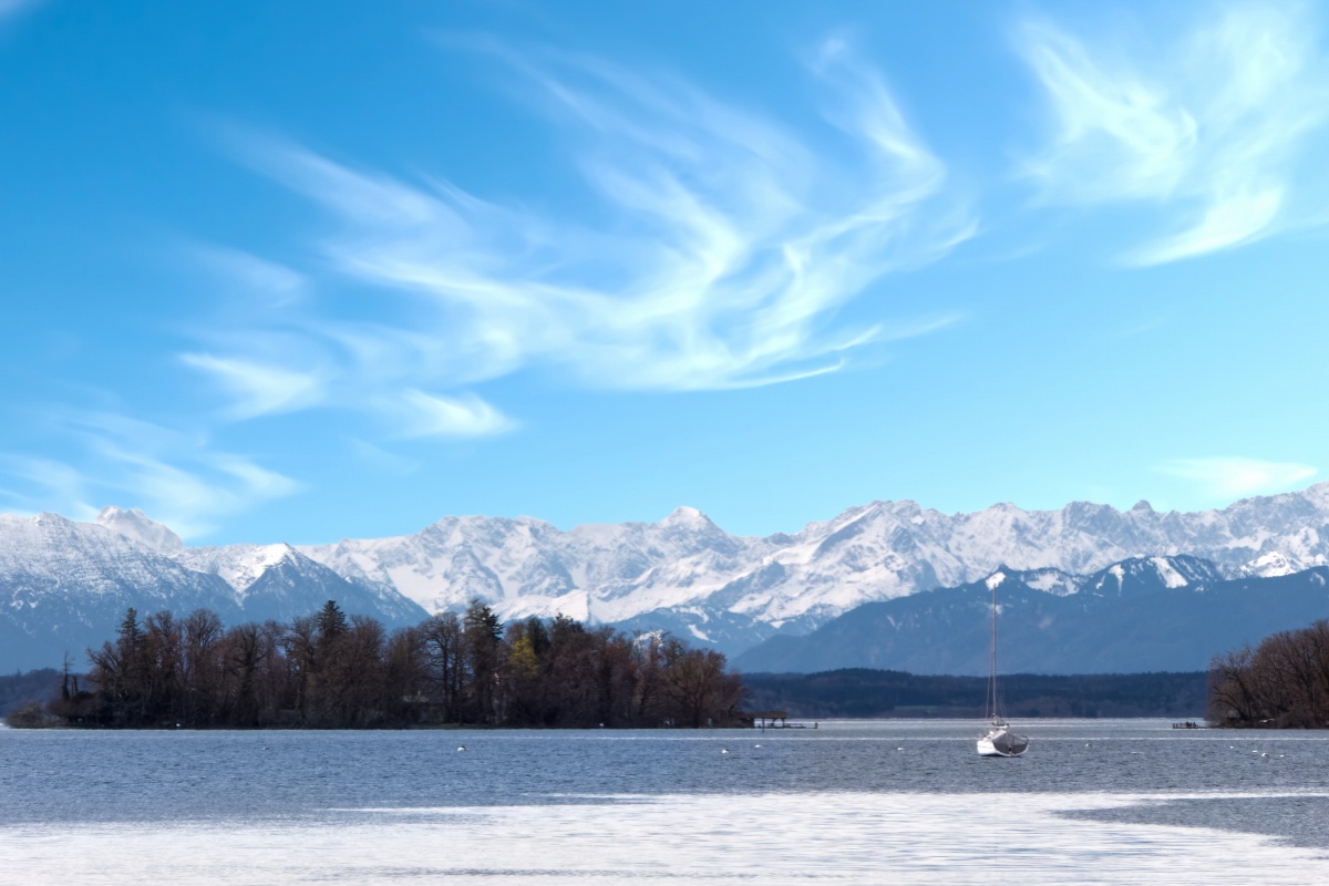 Herzogstand over Lake Walchensee and the surrounding mountain range